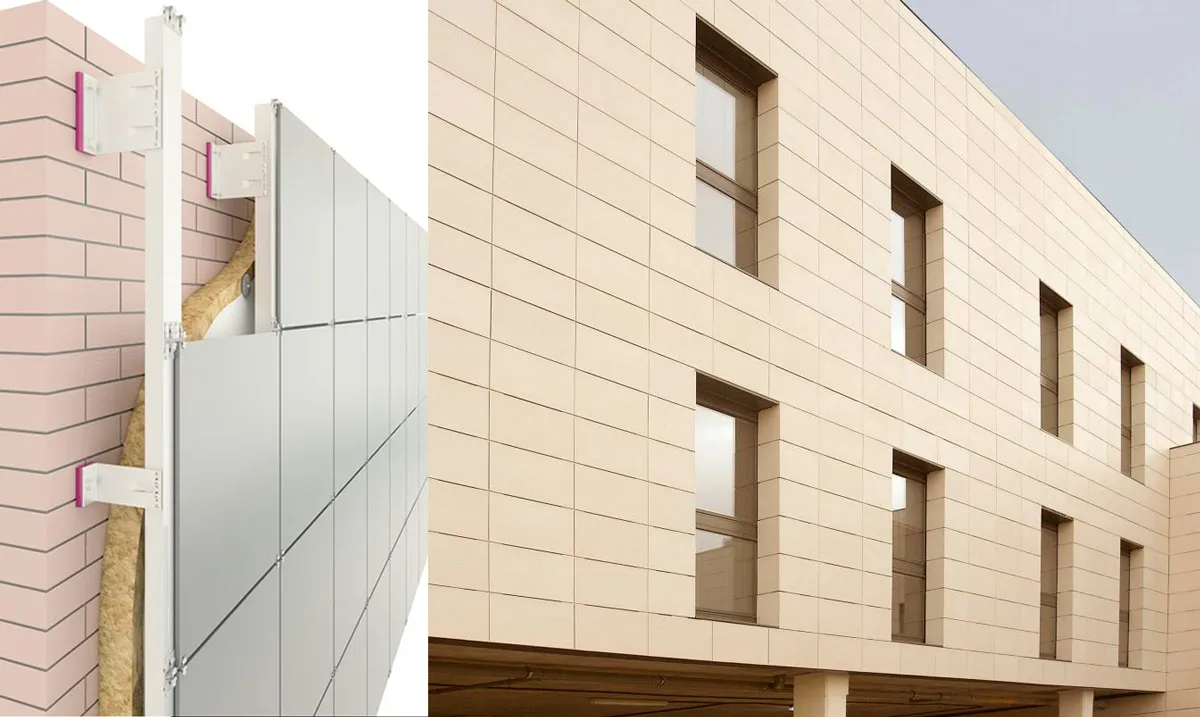 Устройство вентилируемого фасада из керамической плитки