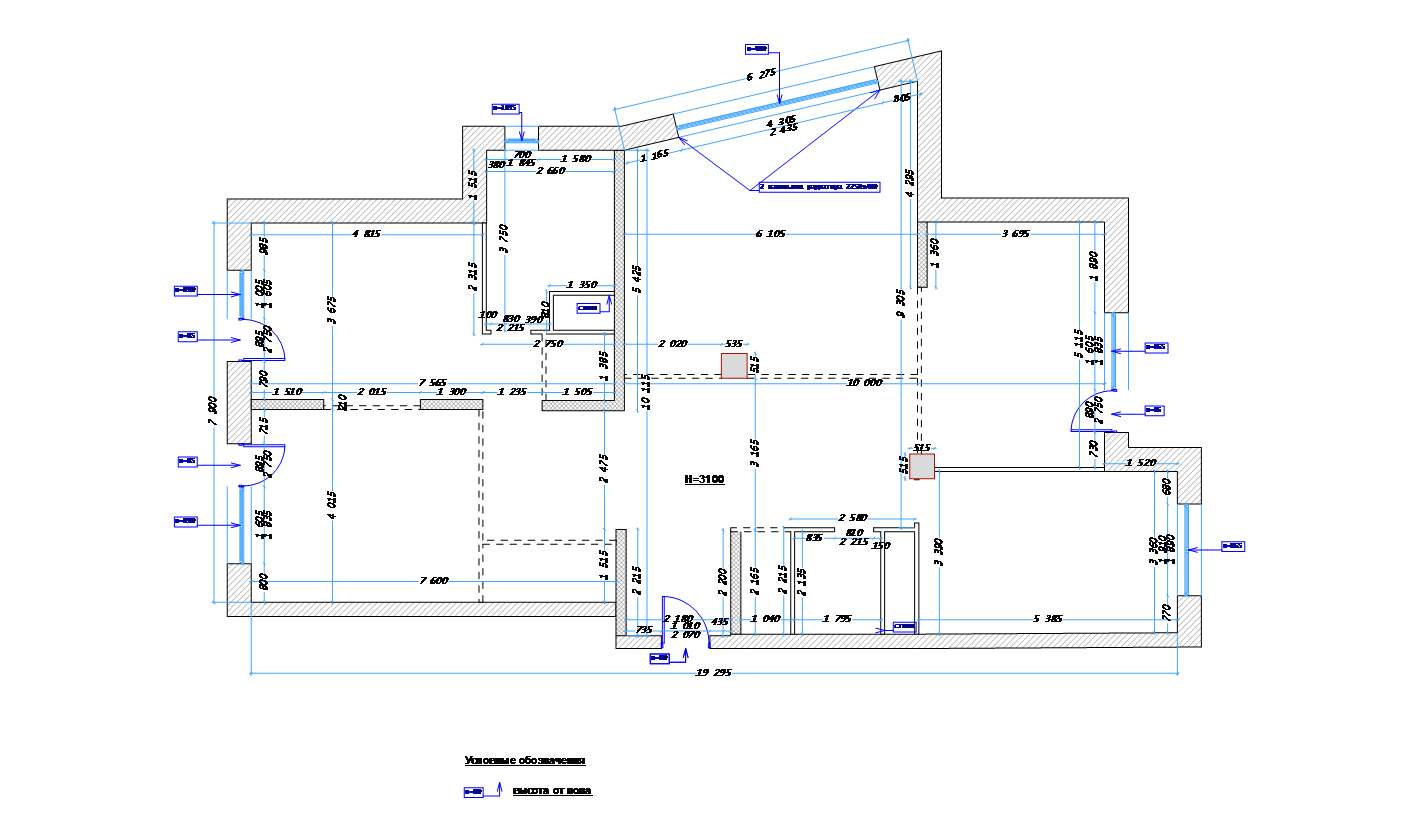 Обмеры помещения. Обмерный план
