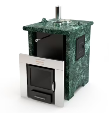 Печь для бани ИзиСтим «Анапа-М2» в трёхстороннем кожухе из змеевика
