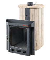 Дровяная печь Feringer Макси в облицовке Окаменевшее дерево наборный, до 38 куб.м.