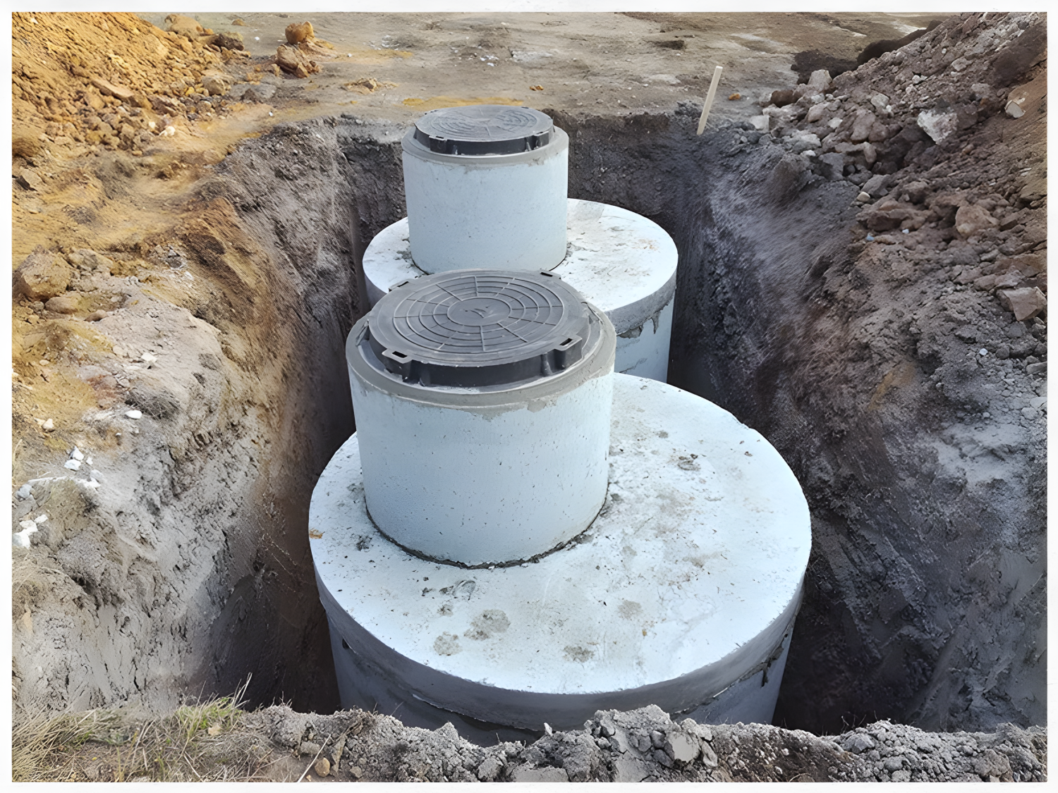 Монтаж бетонных колодцев