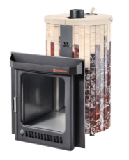 Дровяная печь Feringer Макси в облицовке Россо Леванте/Окаменевшее дерево, до 38 куб.м.