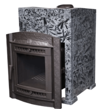 Дровяная печь для бани ПроМеталл "Атмосфера L" в облицовке Пироксенит Элит