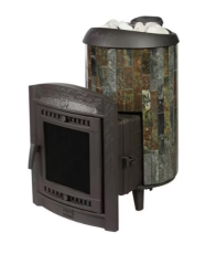 Дровяная печь для бани ПроМеталл "Атмосфера L" ламели Жадеит, наборный