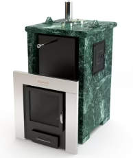 Печь для бани ИзиСтим «Сочи-М2» в трёхстороннем кожухе из змеевика