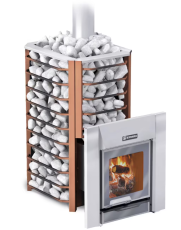 Печь банная Ермак 16-Сетка-Премиум с панорамным стеклом (чугун 10мм)