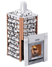 Печь банная Ермак 20-Сетка-Премиум с панорамным стеклом (чугун 10мм)