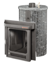 Дровяная печь Feringer Макси в облицовке Пироксенит наборный, до 38 куб.м.