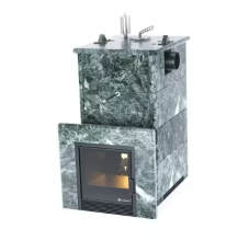 Печь для бани ИзиСтим «Анапа» в полноценном кожухе из змеевика с боковым подключением