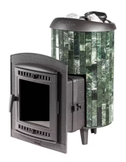 Дровяная печь для бани ПроМеталл "Атмосфера L" ламели Змеевик наборный